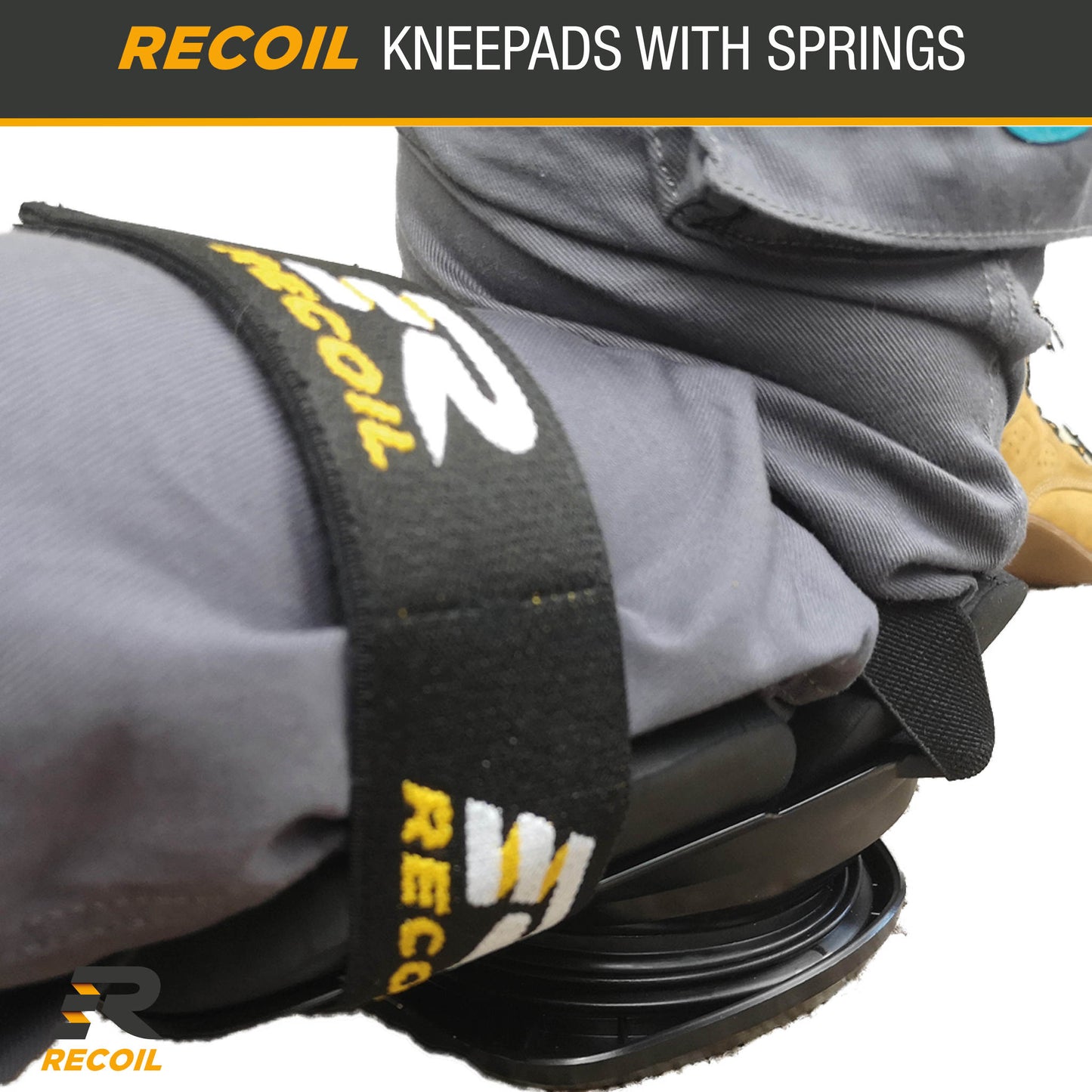 Recoil Heavy Duty Premium Comfort Knee Pads | Spring Loaded System