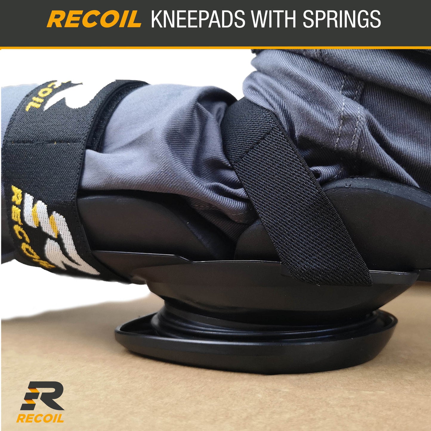 Recoil Heavy Duty Premium Comfort Knee Pads | Spring Loaded System