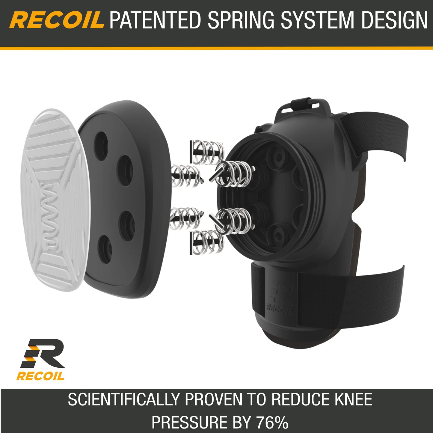 Recoil Heavy Duty Premium Comfort Knee Pads | Spring Loaded System