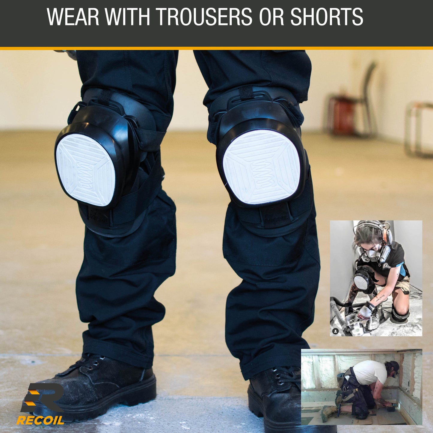Recoil Heavy Duty Premium Comfort Knee Pads | Spring Loaded System