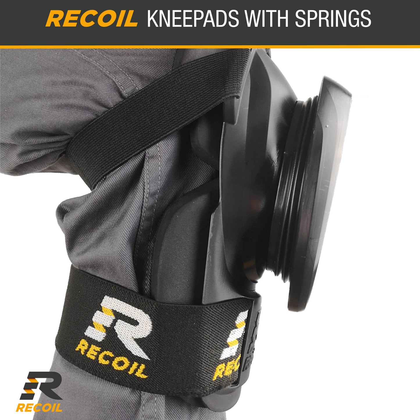 Recoil Heavy Duty Premium Comfort Knee Pads | Spring Loaded System